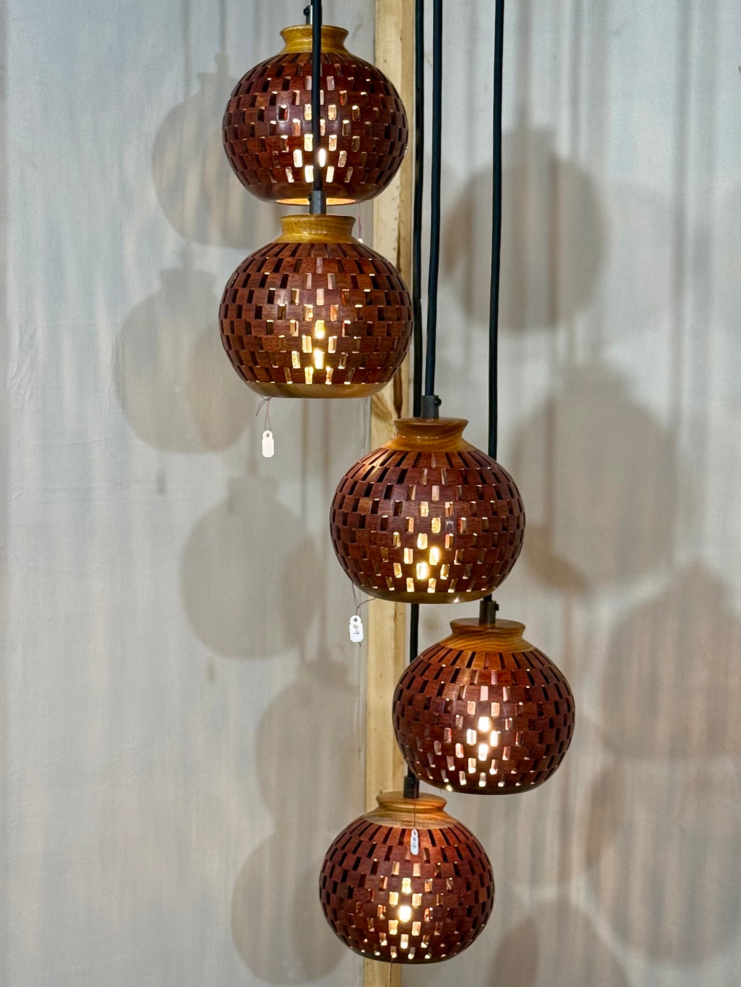 Bloodwood & Canary Five Pendant Cluster