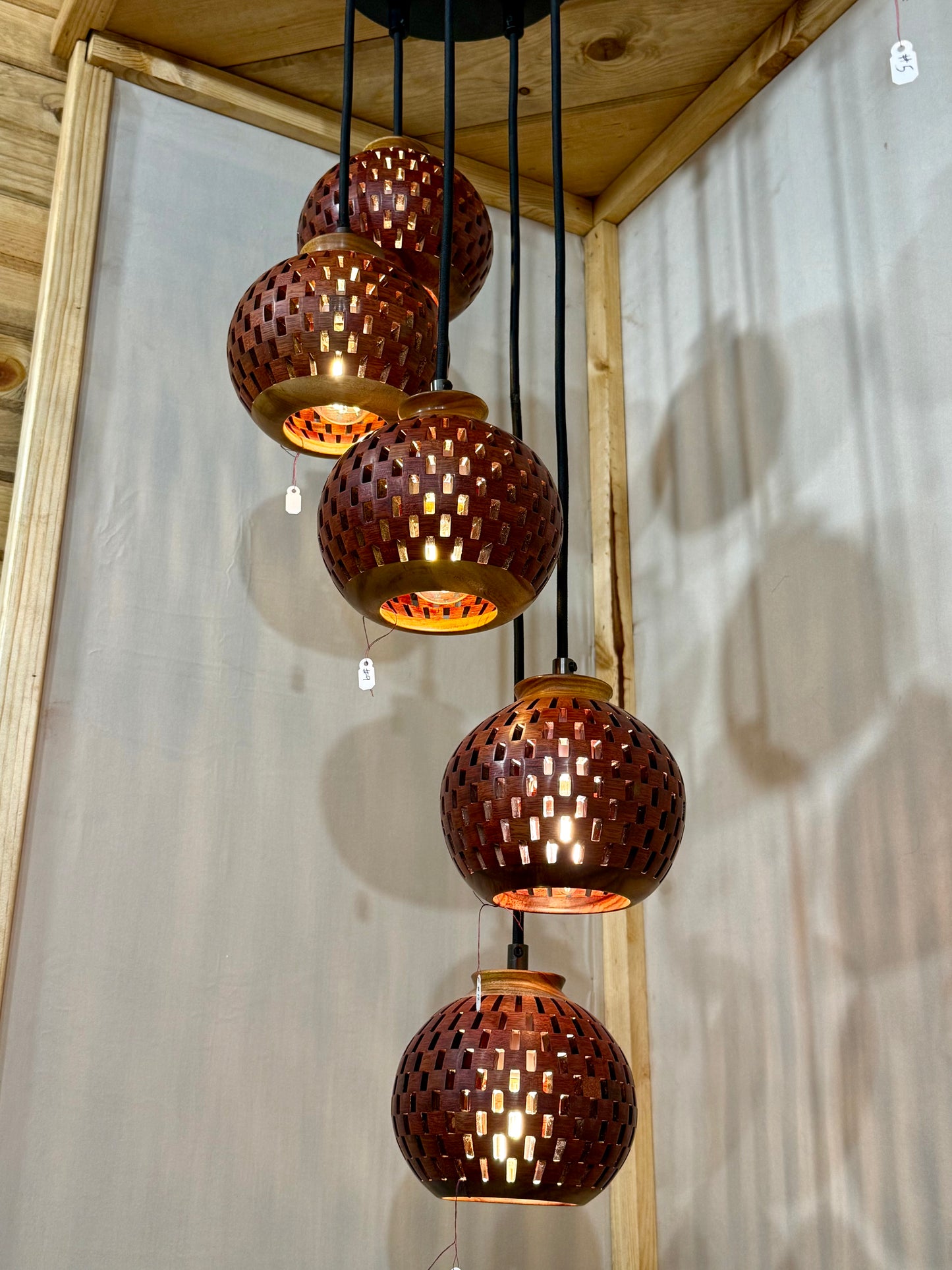 Bloodwood & Canary Five Pendant Cluster