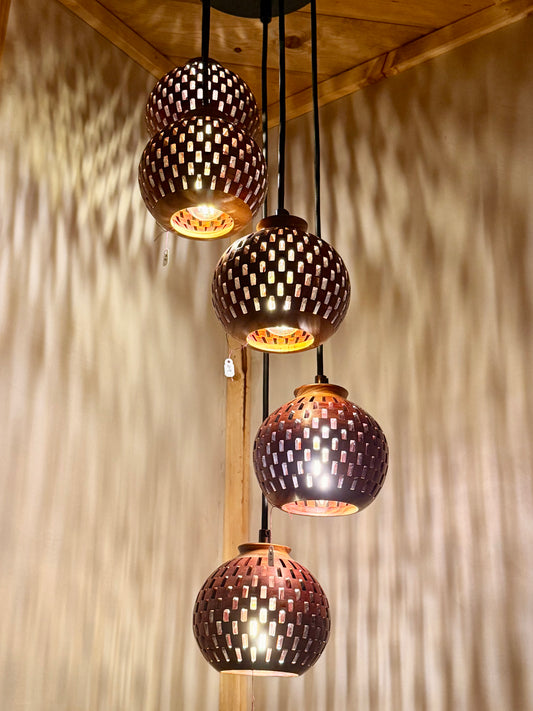 Bloodwood & Canary Five Pendant Cluster