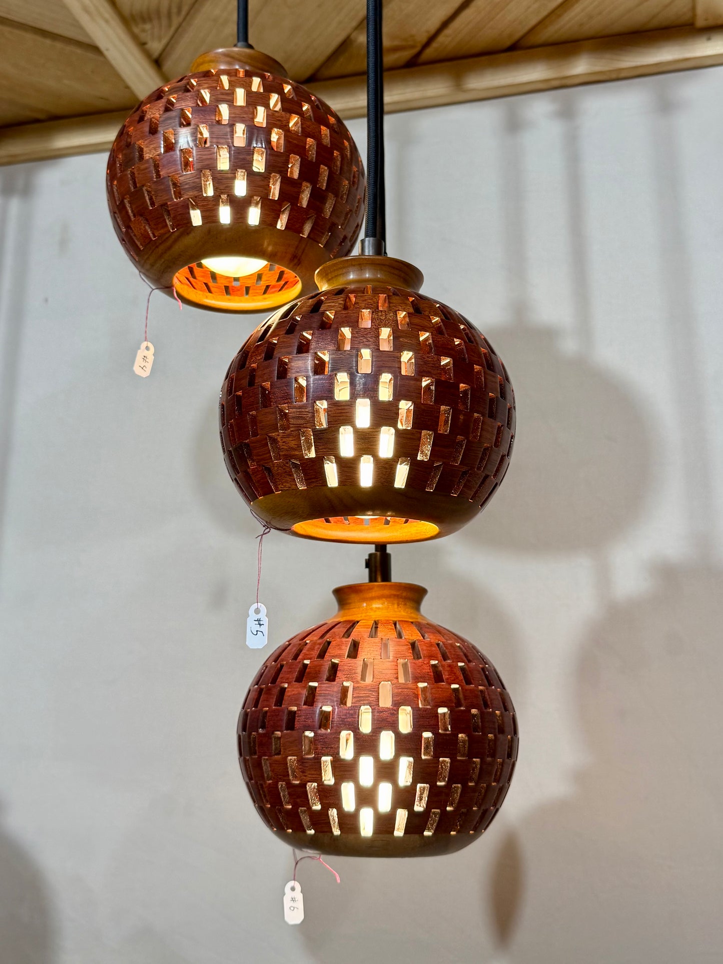 Bloodwood & Canary Three Pendant Cluster