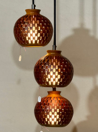 Bloodwood & Canary Three Pendant Cluster