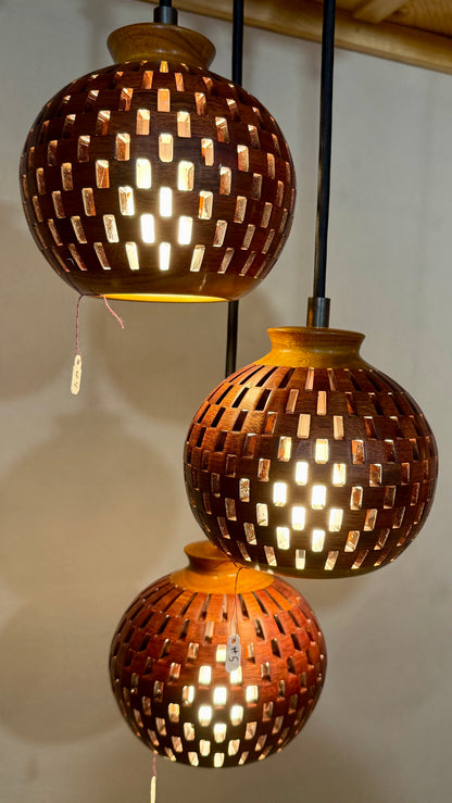 Bloodwood & Canary Three Pendant Cluster