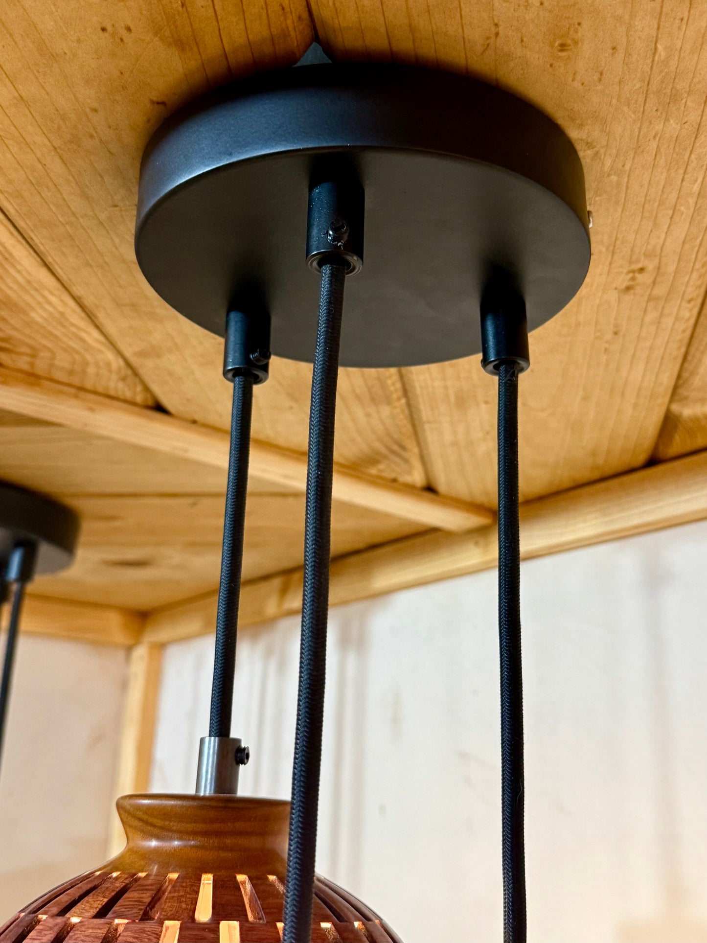 Bloodwood & Canary Three Pendant Cluster