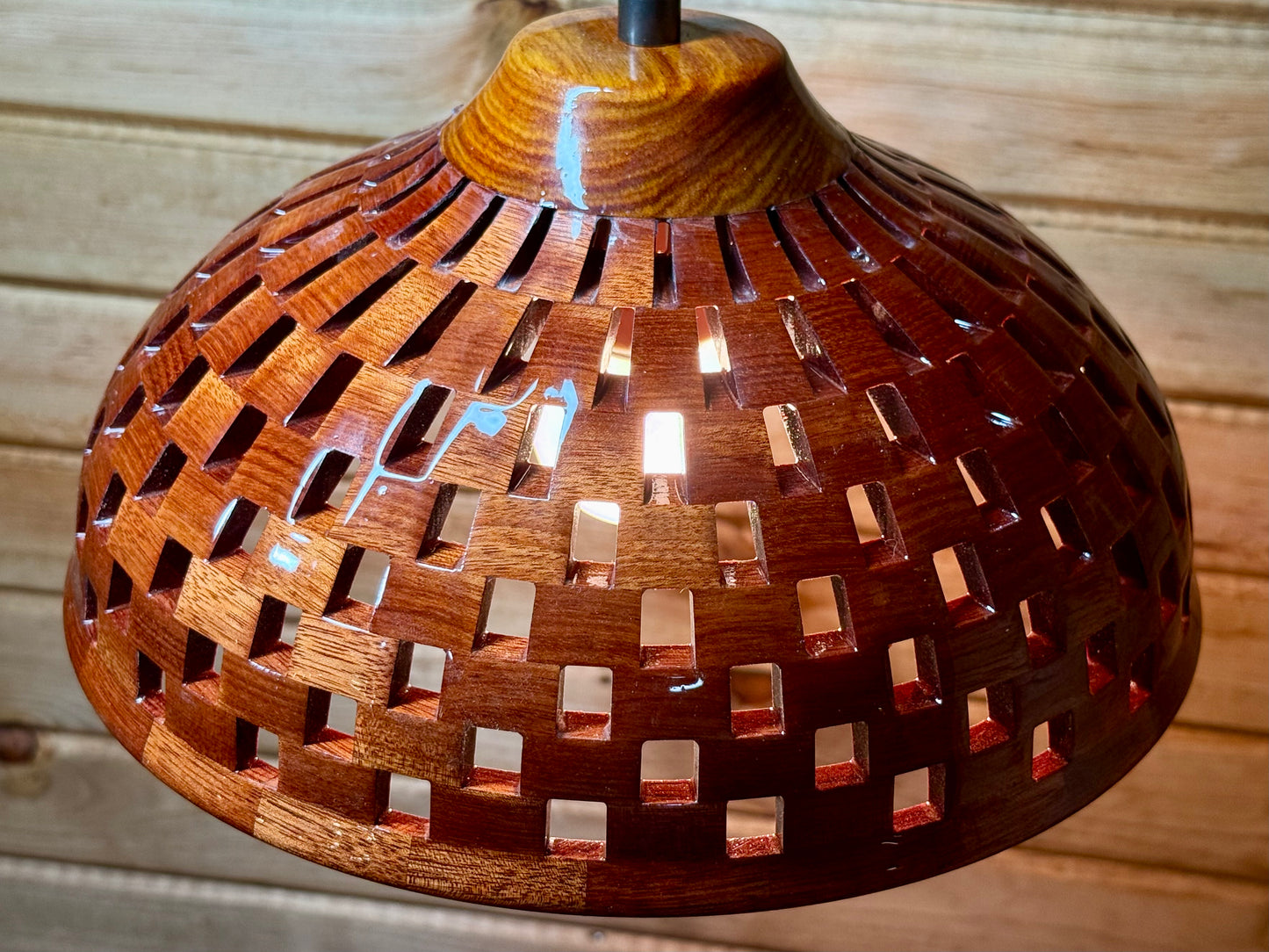 Bloodwood & Canary 10-Inch Pendant