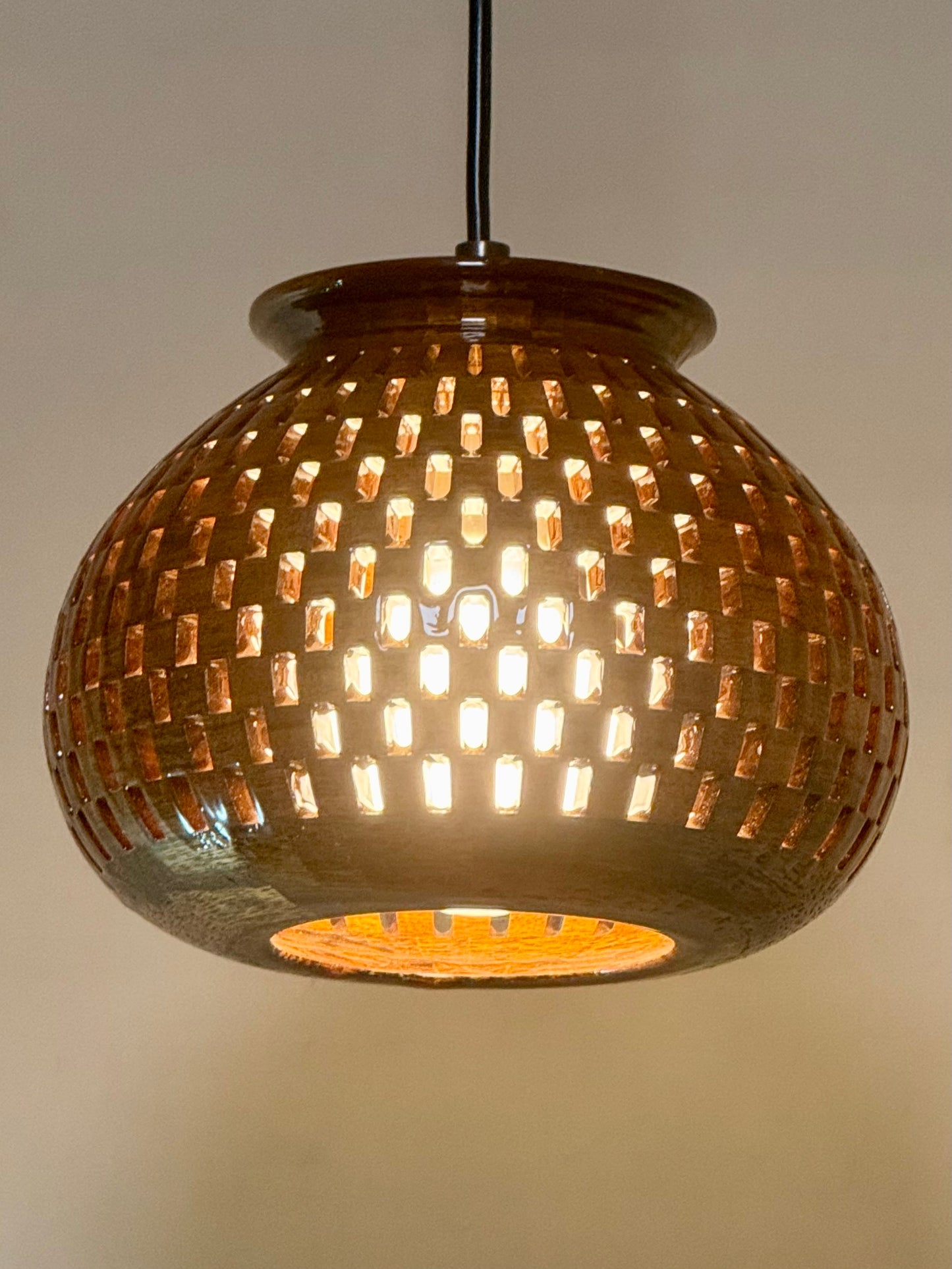 8" Globe Pendant - Patagonian Rosewood & Zebrawood