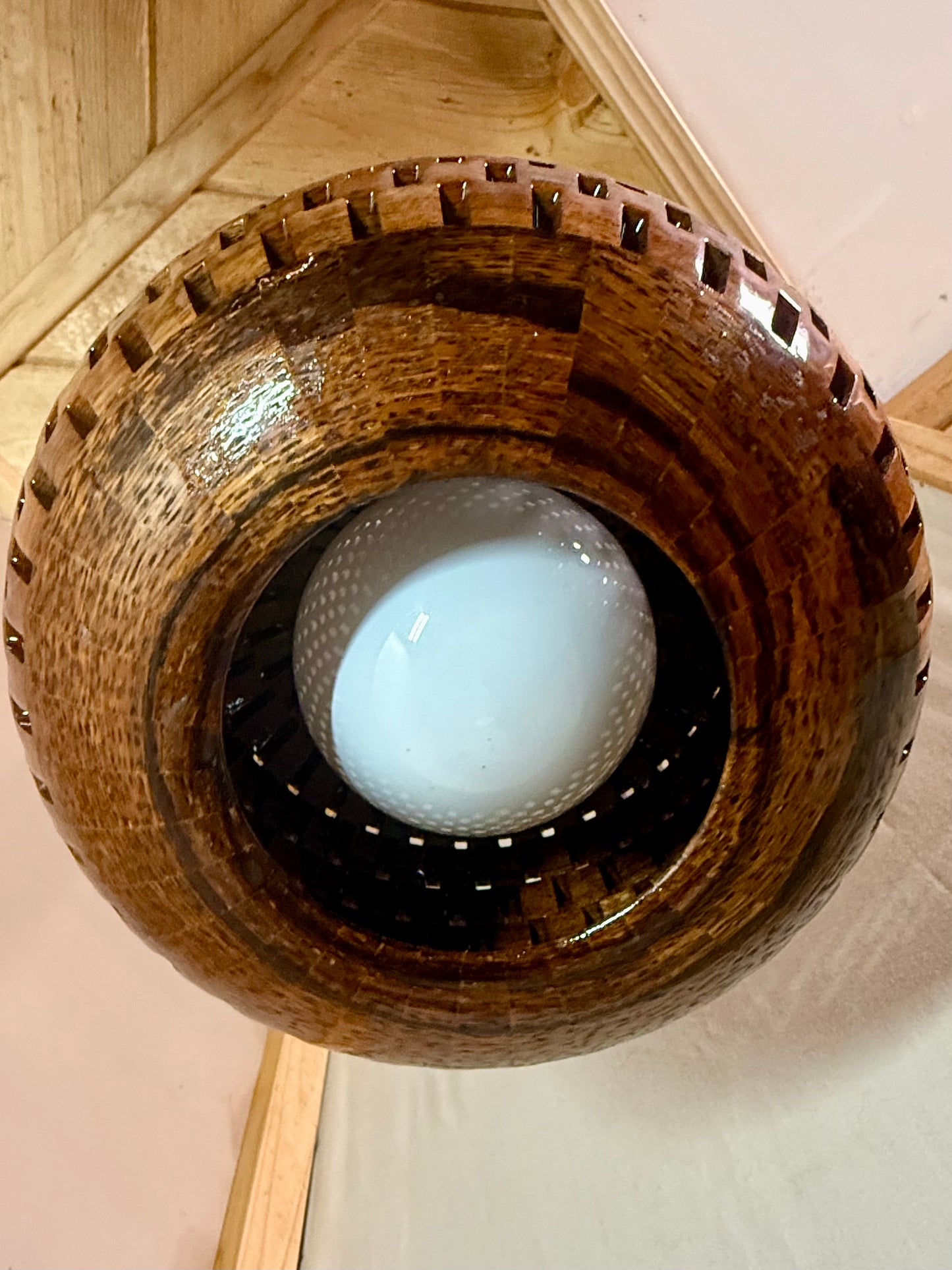 8" Globe Pendant - Patagonian Rosewood & Zebrawood