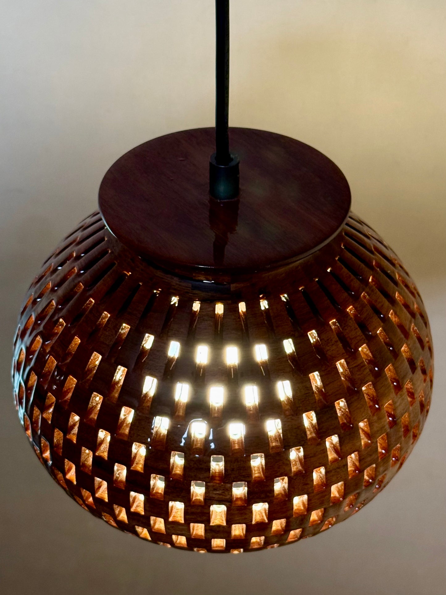 8" Globe Pendant - Patagonian Rosewood & Zebrawood