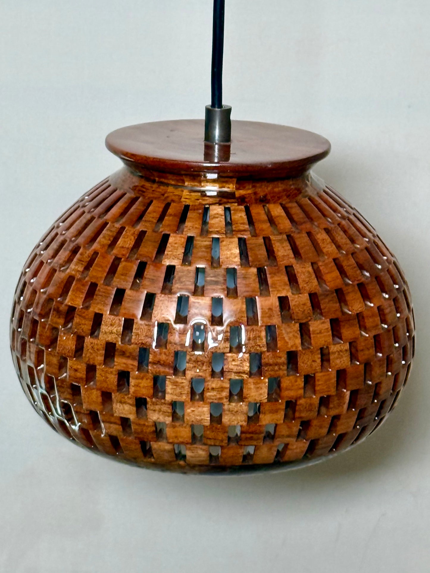 8" Globe Pendant - Patagonian Rosewood & Zebrawood
