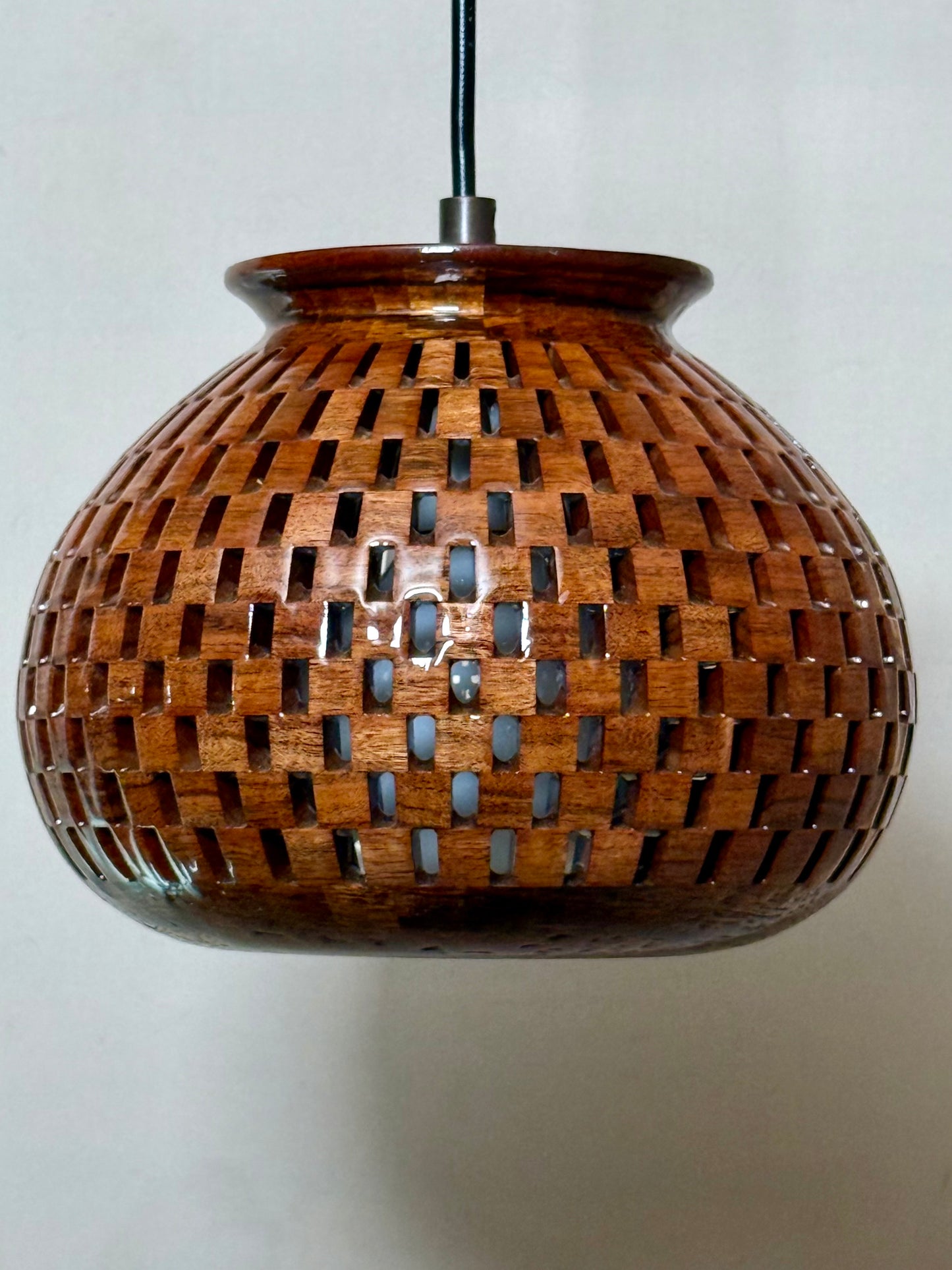 8" Globe Pendant - Patagonian Rosewood & Zebrawood