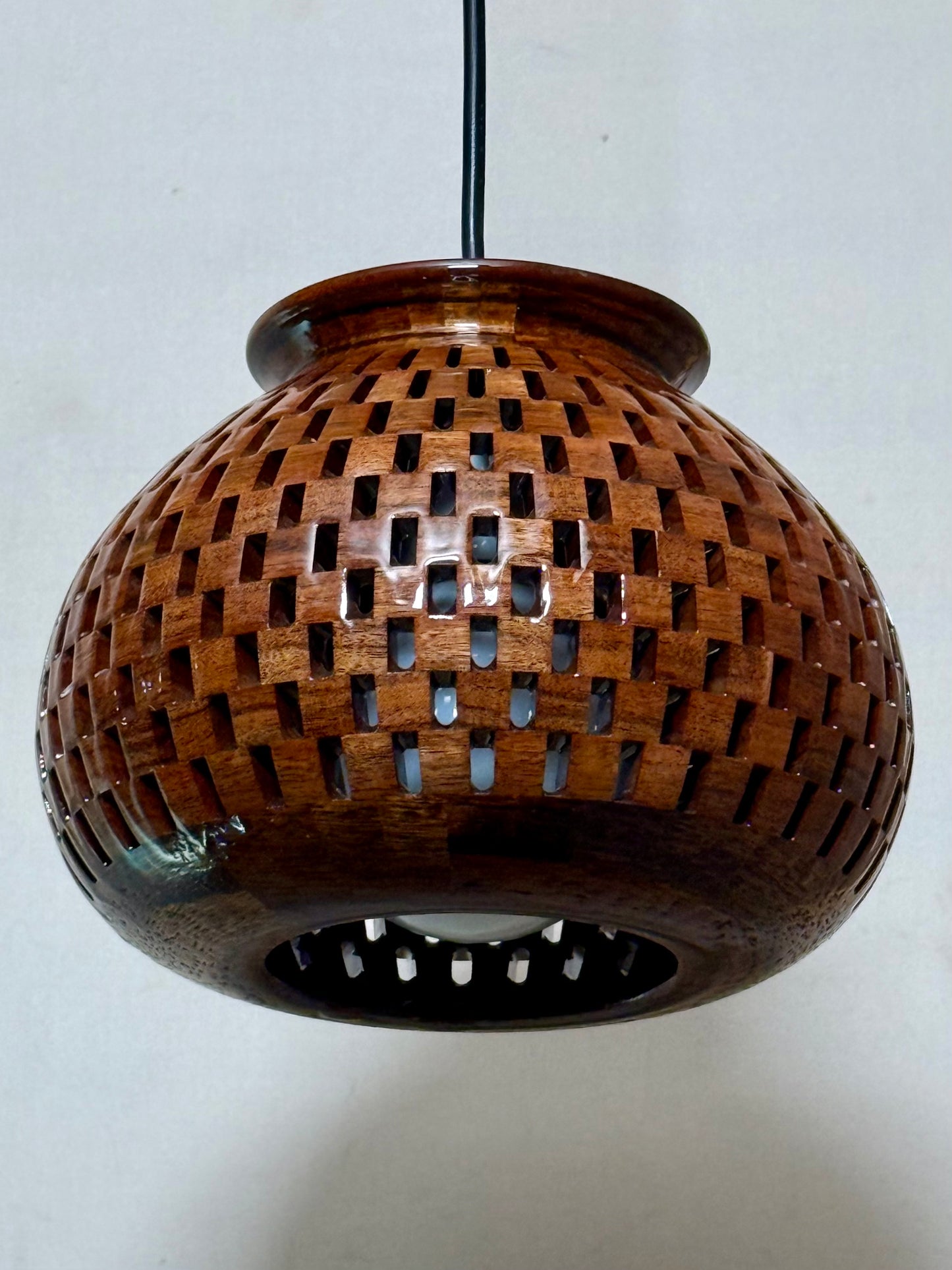 8" Globe Pendant - Patagonian Rosewood & Zebrawood