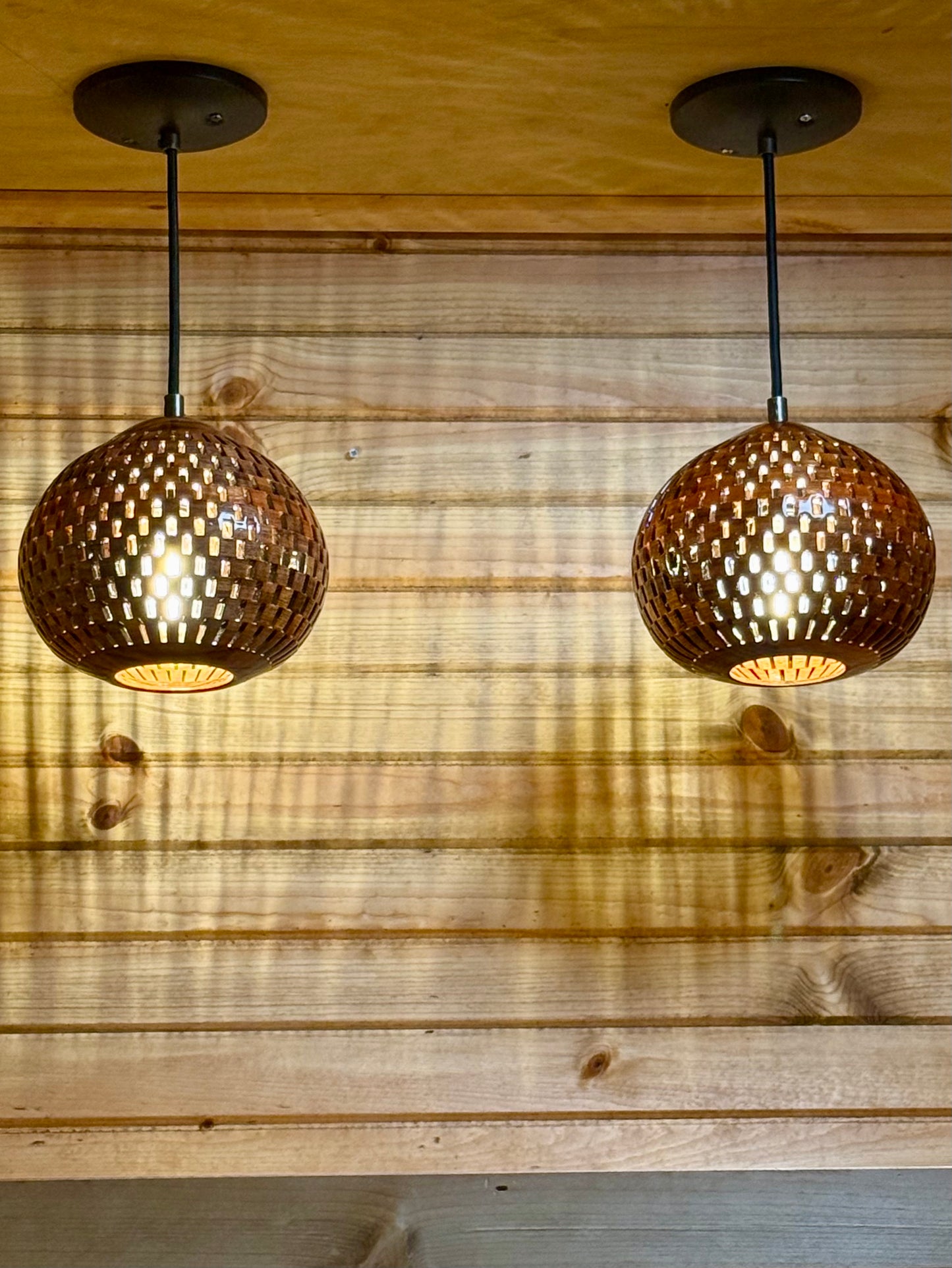 8" Globe Pendant Pair - Patagonian Rosewood