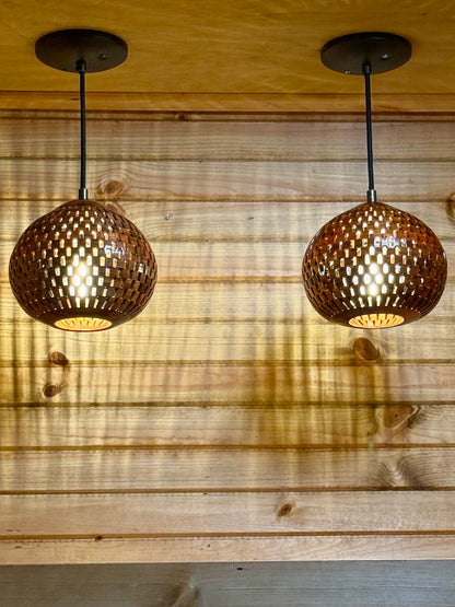8" Globe Pendant Pair - Patagonian Rosewood