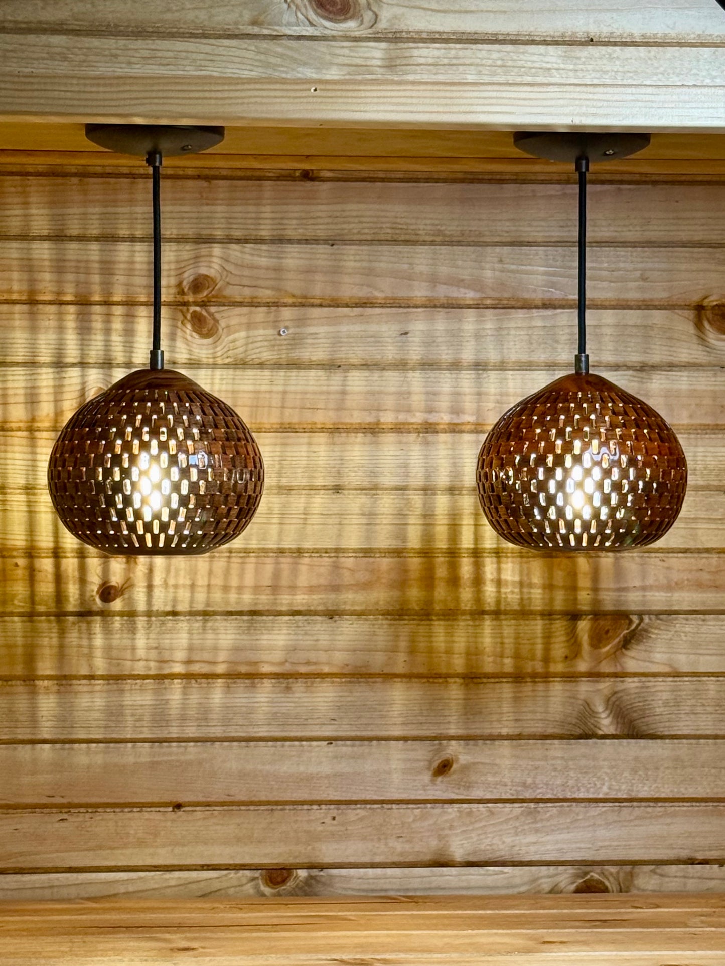 8" Globe Pendant Pair - Patagonian Rosewood