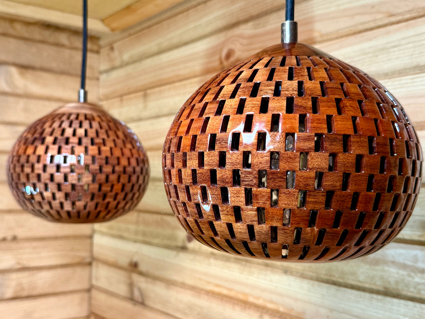 8" Globe Pendant Pair - Patagonian Rosewood