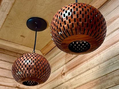 8" Globe Pendant Pair - Patagonian Rosewood