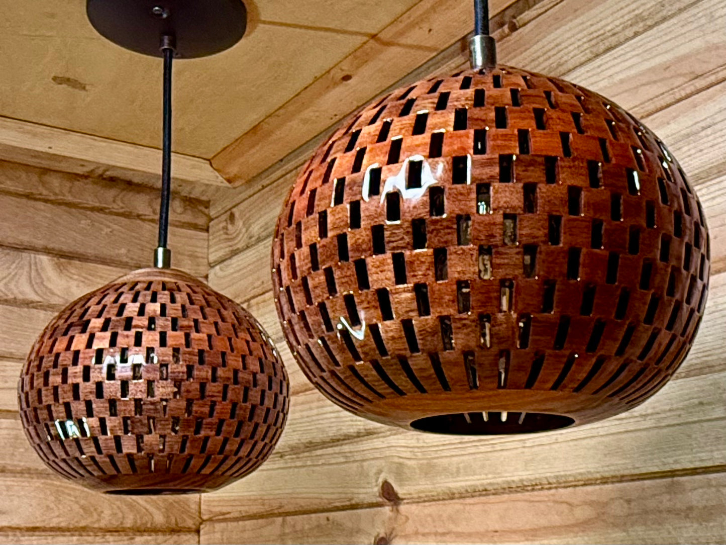8" Globe Pendant Pair - Patagonian Rosewood