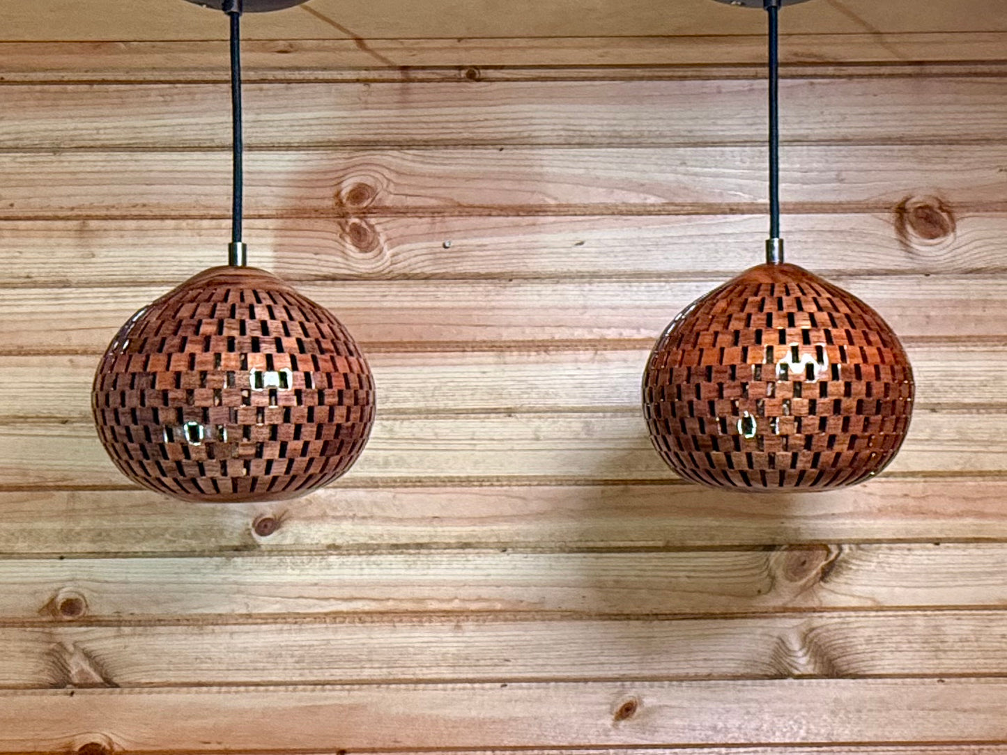 8" Globe Pendant Pair - Patagonian Rosewood