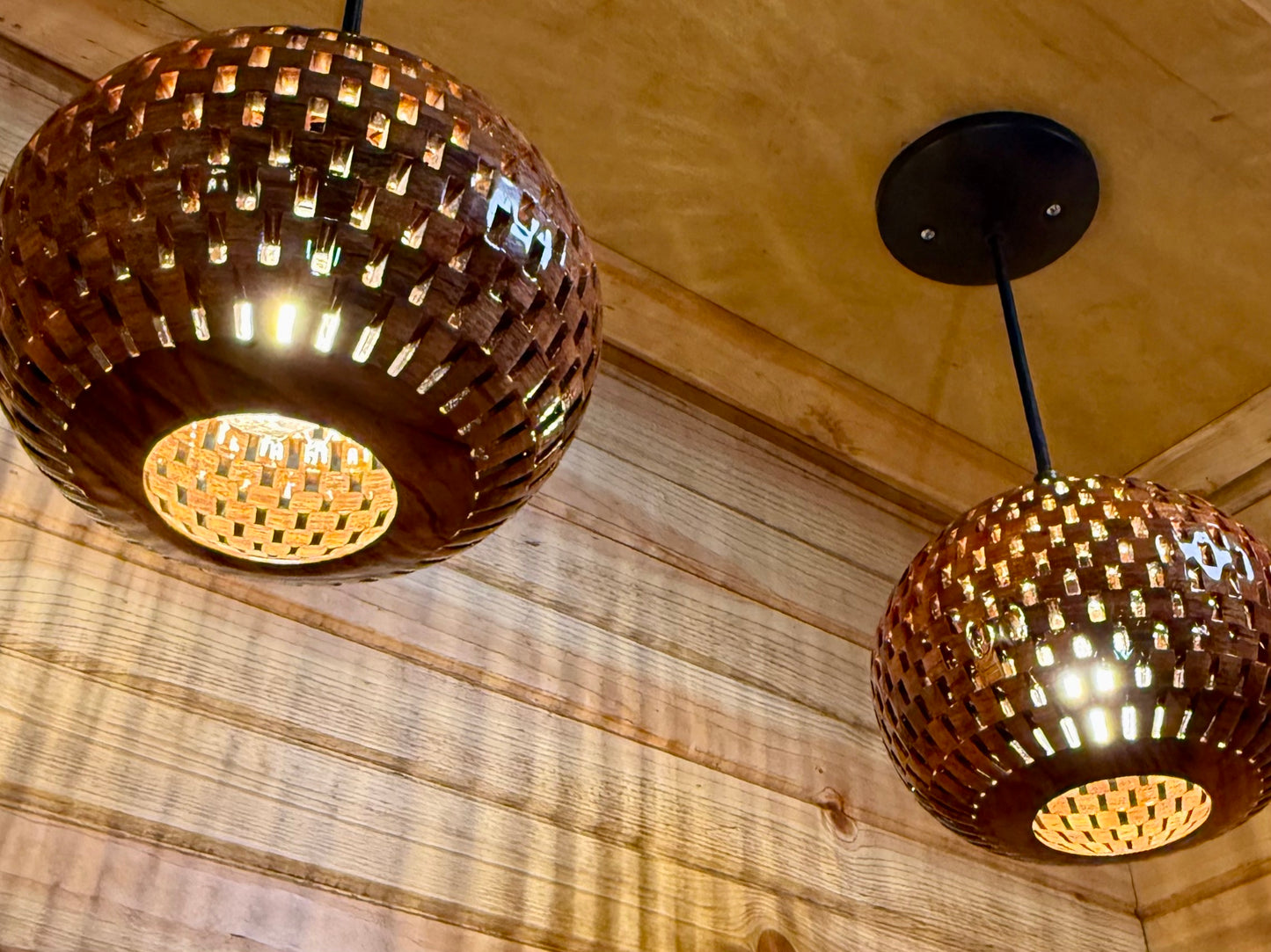 8" Globe Pendant Pair - Patagonian Rosewood